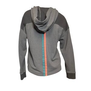 Burton Hooded Sweatshirt Zip Up Gray Hoodie Stripe Womens Size Small